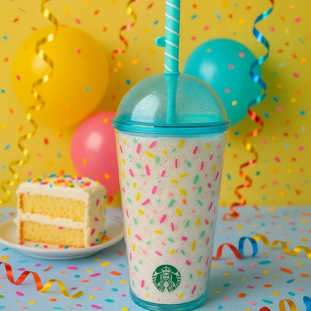 2025 Starbucks Tumbler 16oz With Birthday Candle Straw Topper- NEW
